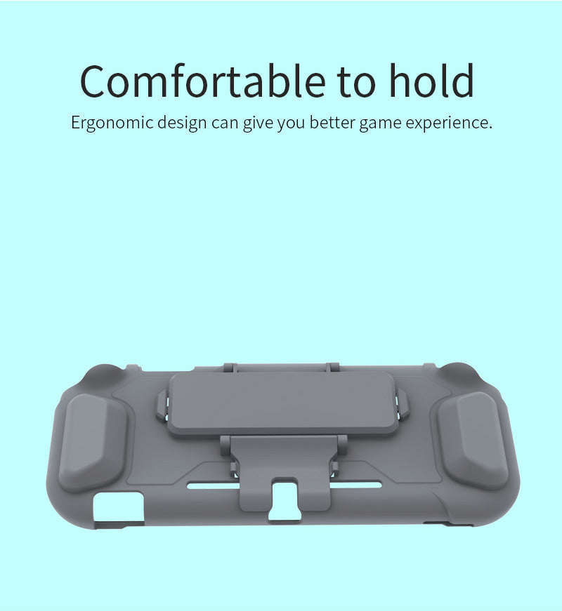 TPU Protective Case for Nintendo Switch lite, Cover Case for Nintendo Switch lite with Kickstand and 4 Game Card Slots - Gray - ECHZOVE