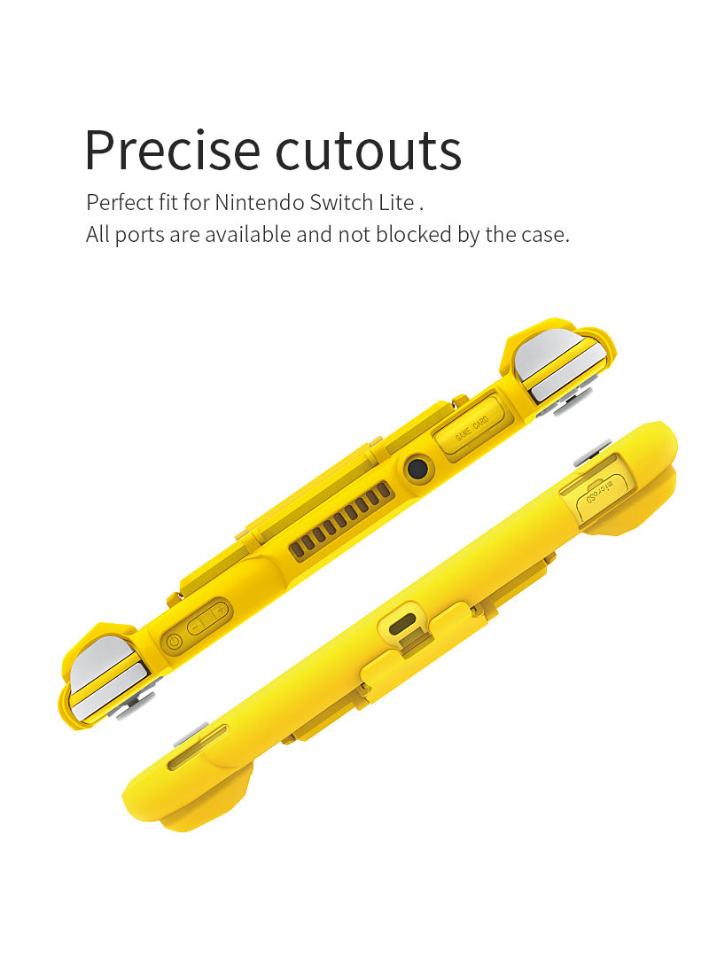 TPU Protective Case for Nintendo Switch lite, Cover Case for Nintendo Switch lite with Kickstand and 4 Game Card Slots - Yellow - ECHZOVE