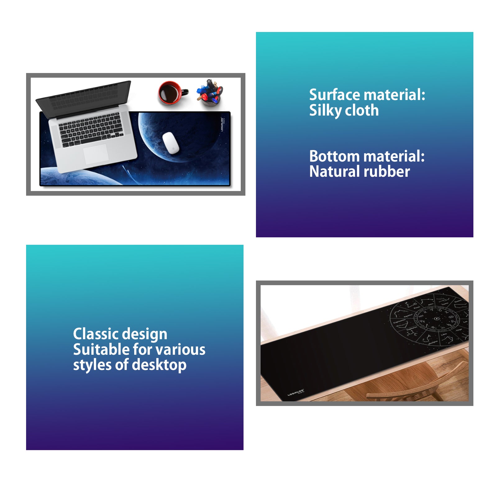 Mouse Pad Large, Large Gaming Mouse Pad Earth, Non-Slip Base, Water Resist Keyboard Pad, Desk Mat for Gamer, Office & Home - 35.5 x 15.75 inches - ECHZOVE