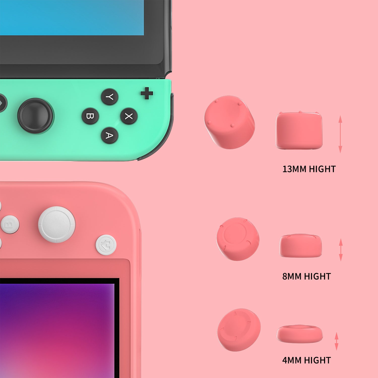 Thumb Grips for Nintendo Switch Lite, Joystick Caps for Nintendo Switch Lite - Coral - ECHZOVE