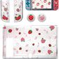 Switch Glitter Case, Switch Glitter Case with Tempered Glass Screen Protector and Thumb Grip Caps - Strawberry and Peach