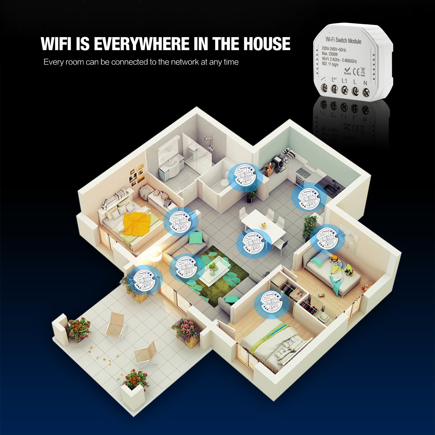 Smart WiFi Light Switch, Smart Remote WiFi Switch Compatible with Google Home and Alexa, IFTTT, Support Voice Control and Setting Schedule Timer, No Hub Required - 1 Pack - ECHZOVE