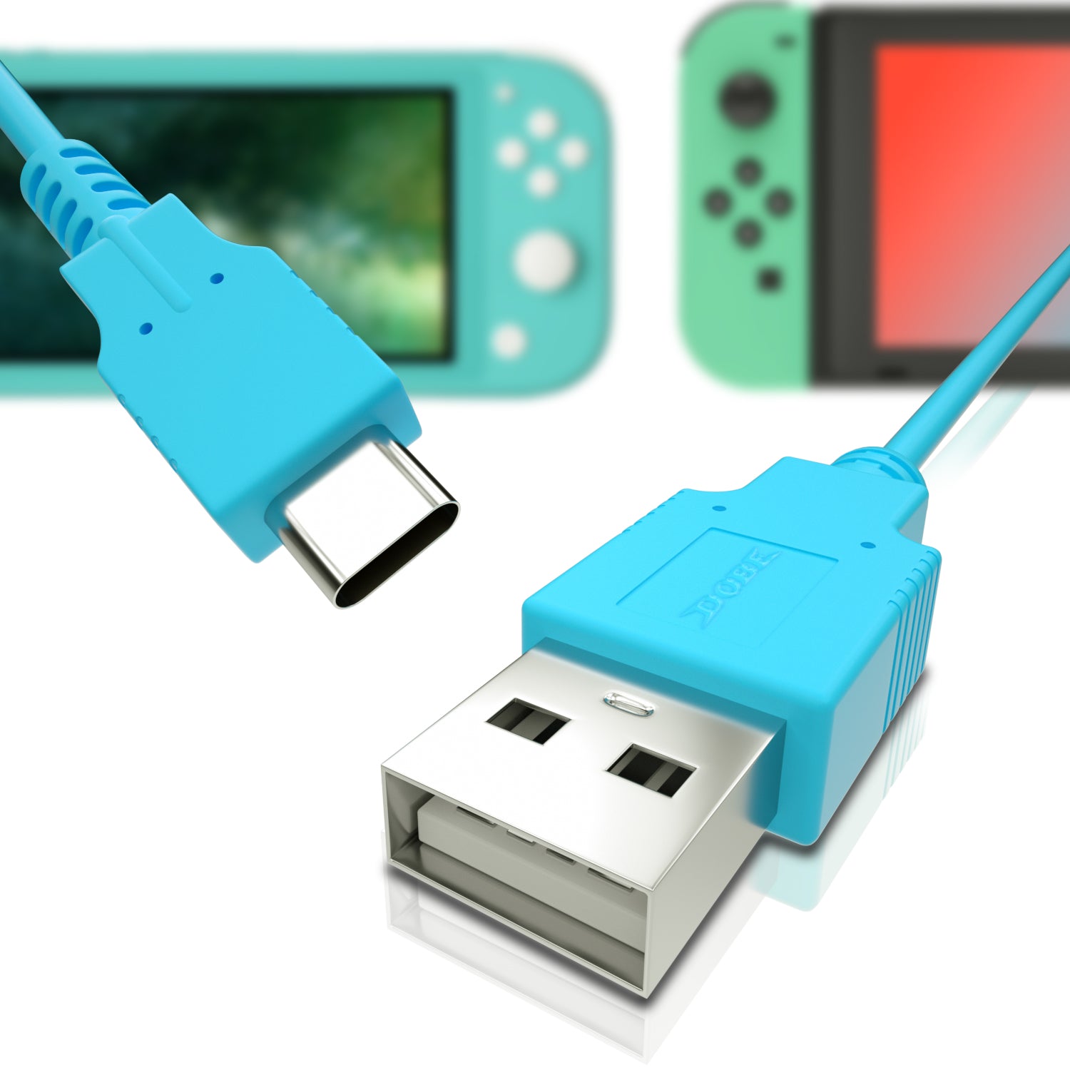 USB C Charger for Nintendo Switch, Fast Charging Cable for Nintendo Switch, MacBook, Pixel C, LG Nexus 5X G5, Nexus 6P/P9 Plus, One Plus 2, Sony XZ and More - Turquoise (4.92ft) (Animal Crossing New Horizons Theme) - ECHZOVE