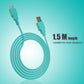 USB C Charger for Nintendo Switch, Fast Charging Cable for Nintendo Switch, MacBook, Pixel C, LG Nexus 5X G5, Nexus 6P/P9 Plus, One Plus 2, Sony XZ and More - Turquoise (4.92ft) (Animal Crossing New Horizons Theme) - ECHZOVE
