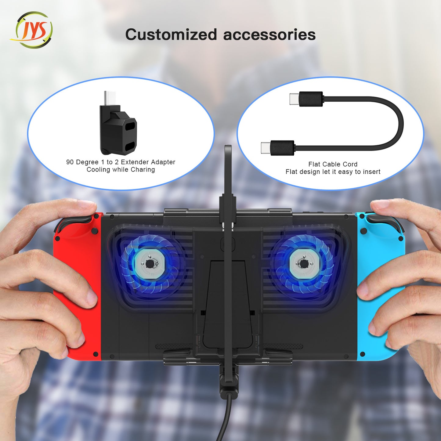 Steam Deck Cooling Fan, Dual Cooling Fan for Nintendo Switch, Switch OLED or Steam Deck with Cable - Black