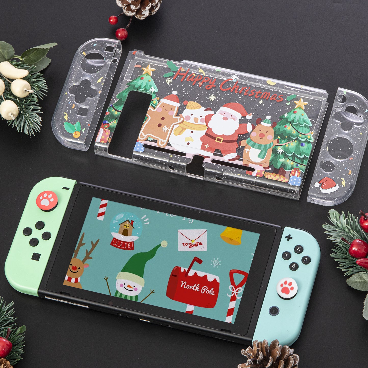 nintendo switch clear glitter case