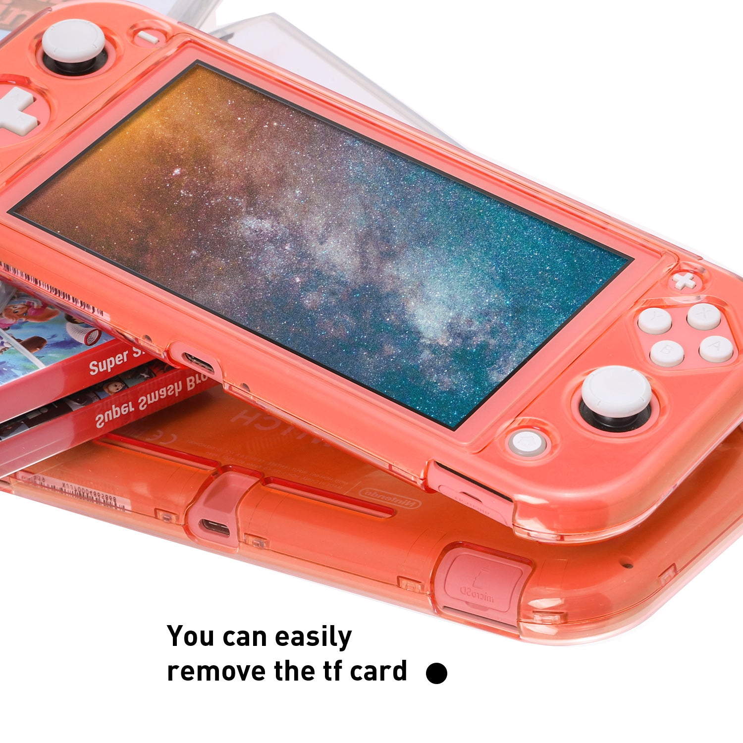Clear Coral Case for Nintendo Switch lite, Coral Grip Case for Nintendo Switch lite - ECHZOVE