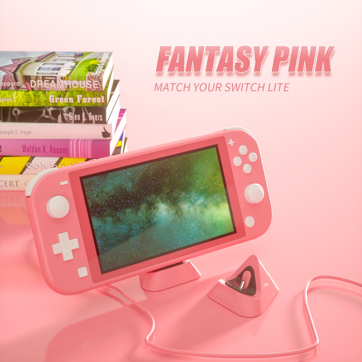 Nintendo Switch lite Charging Dock Coral, Charging Stand for Nintendo Switch - 1 Pack - ECHZOVE