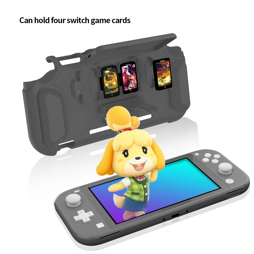 TPU Protective Case for Nintendo Switch lite, Cover Case for Nintendo Switch lite with Kickstand and 4 Game Card Slots - Gray - ECHZOVE