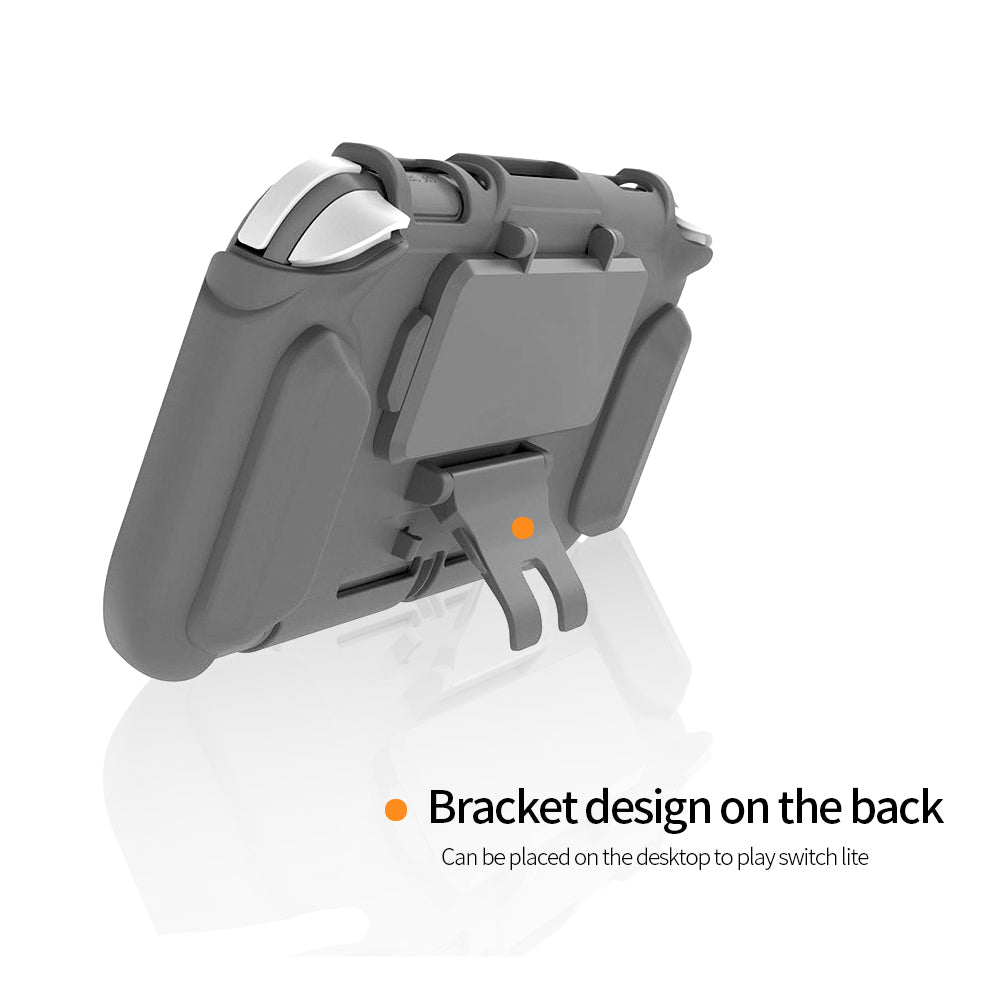 TPU Protective Case for Nintendo Switch lite, Cover Case for Nintendo Switch lite with Kickstand and 4 Game Card Slots - Gray - ECHZOVE