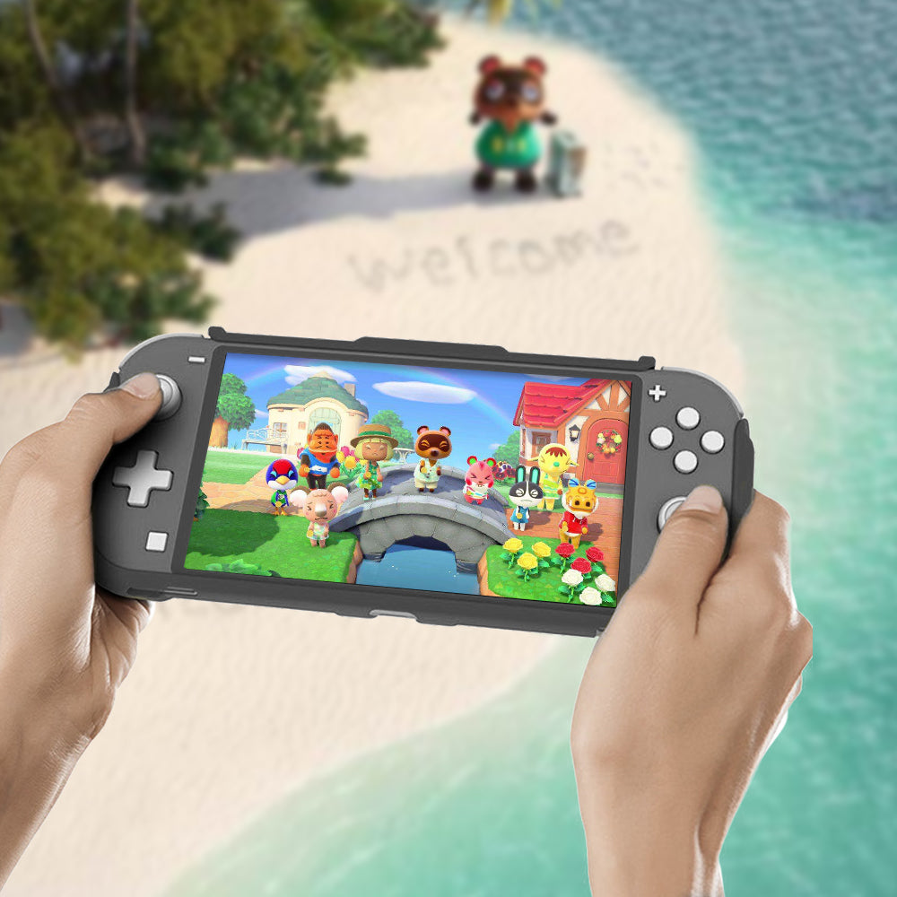 TPU Protective Case for Nintendo Switch lite, Cover Case for Nintendo Switch lite with Kickstand and 4 Game Card Slots - Gray - ECHZOVE