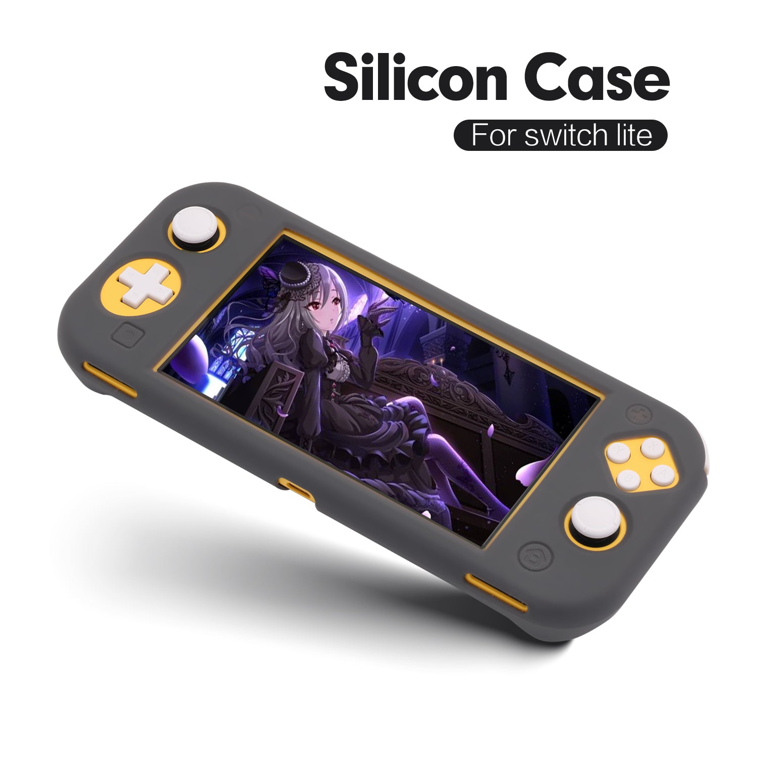Grip Case for Nintendo Switch Lite, Silicone Case for Nintendo Switch Lite - Dark Gray - ECHZOVE