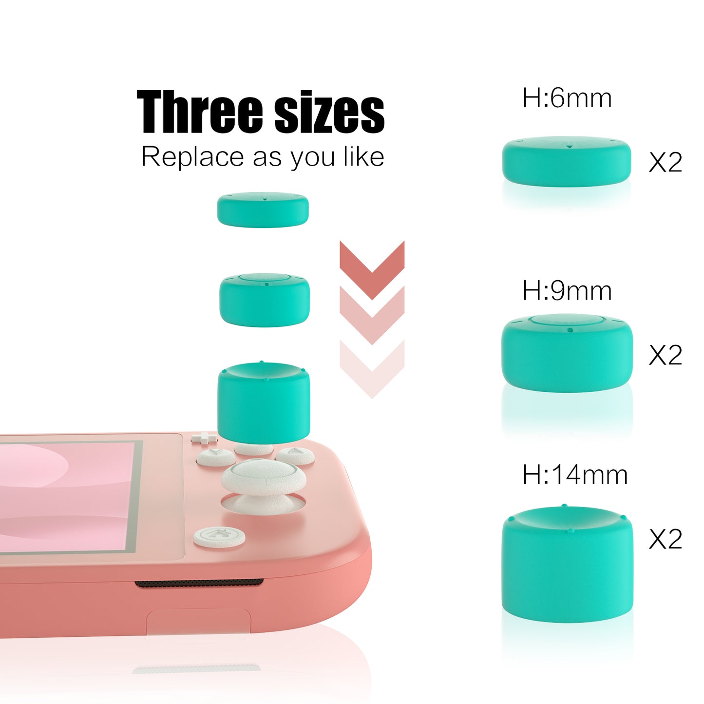 Thumb Grips for Nintendo Switch Lite, Joystick Caps for Nintendo Switch Lite - Turquoise - ECHZOVE
