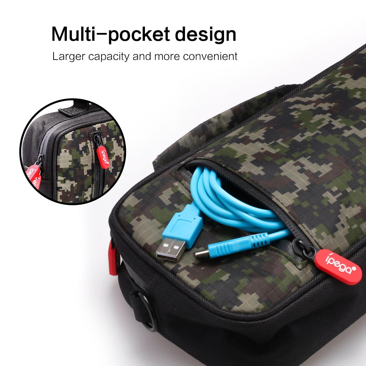 Travel Case for Nintendo Switch Lite with Large Capacity and Adjustable Shoulder Strap - Crossbody Bag and Shoulder Bag - ECHZOVE