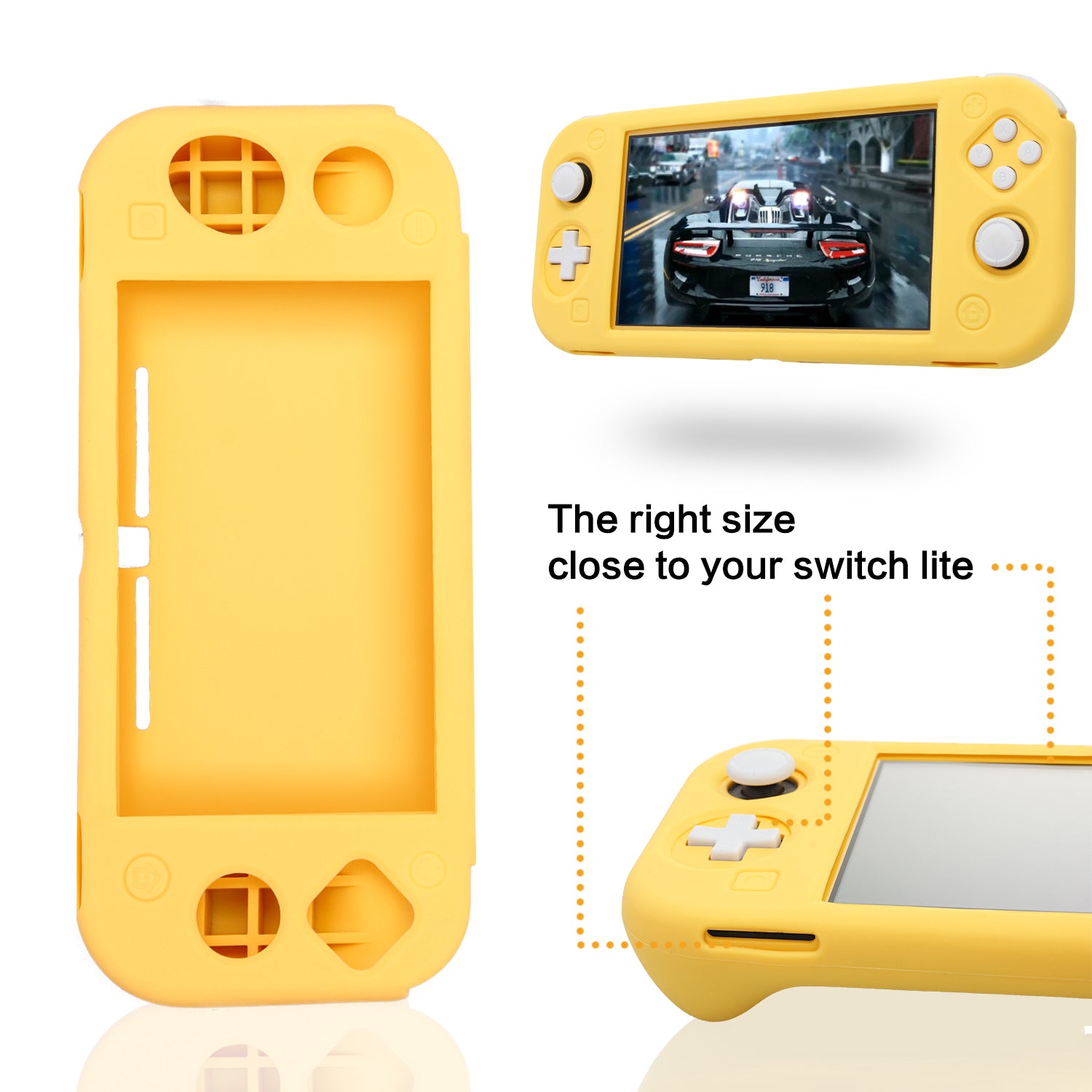 Protective Grip Case for Nintendo Switch Lite, Soft Silicone Case for Nintendo Switch Lite with Tempered Glass Screen Protector and 6 Thumb Grips - ECHZOVE