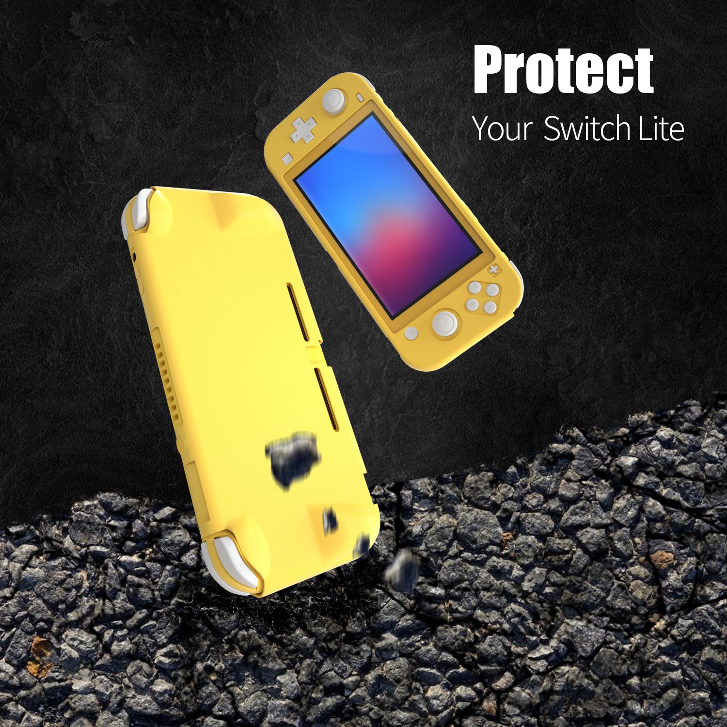 Hard Case for Nintendo Switch lite, Grip Case for Nintendo Switch lite - Yellow - ECHZOVE