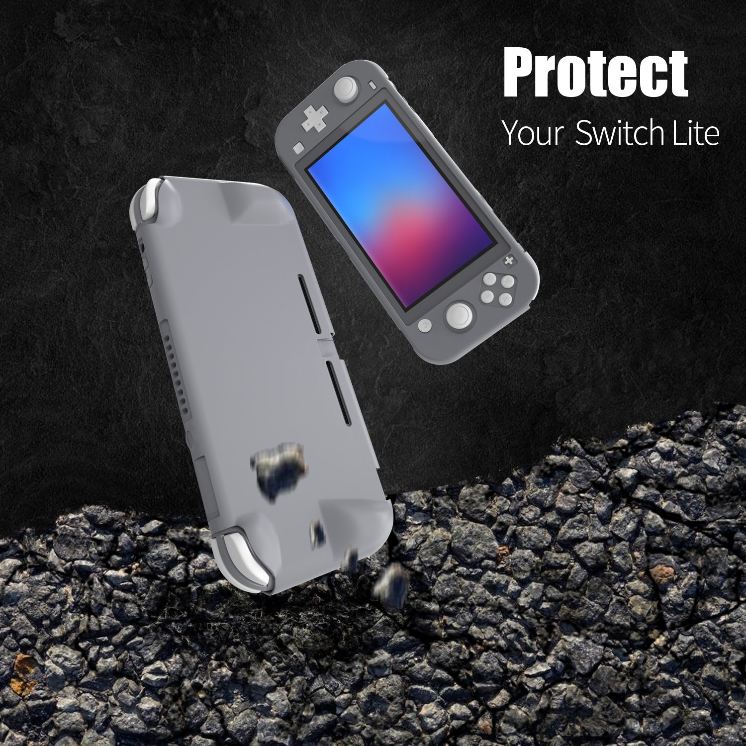Hard Case for Nintendo Switch lite, Grip Case for Nintendo Switch lite - Gray - ECHZOVE
