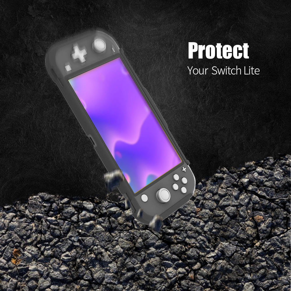 TPU Protective Case for Nintendo Switch lite, Cover Case for Nintendo Switch lite with Kickstand and 4 Game Card Slots - Gray - ECHZOVE