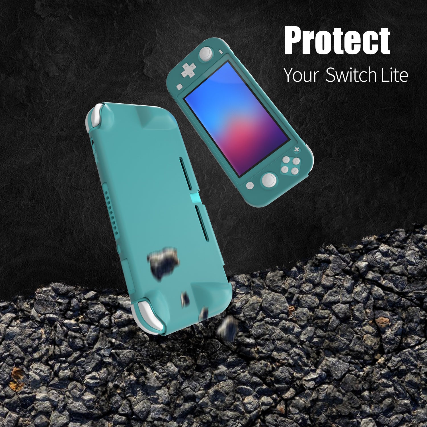 Comfort Grip Case for Nintendo Switch lite, Hard Case for Nintendo Switch lite - Turquoise - ECHZOVE