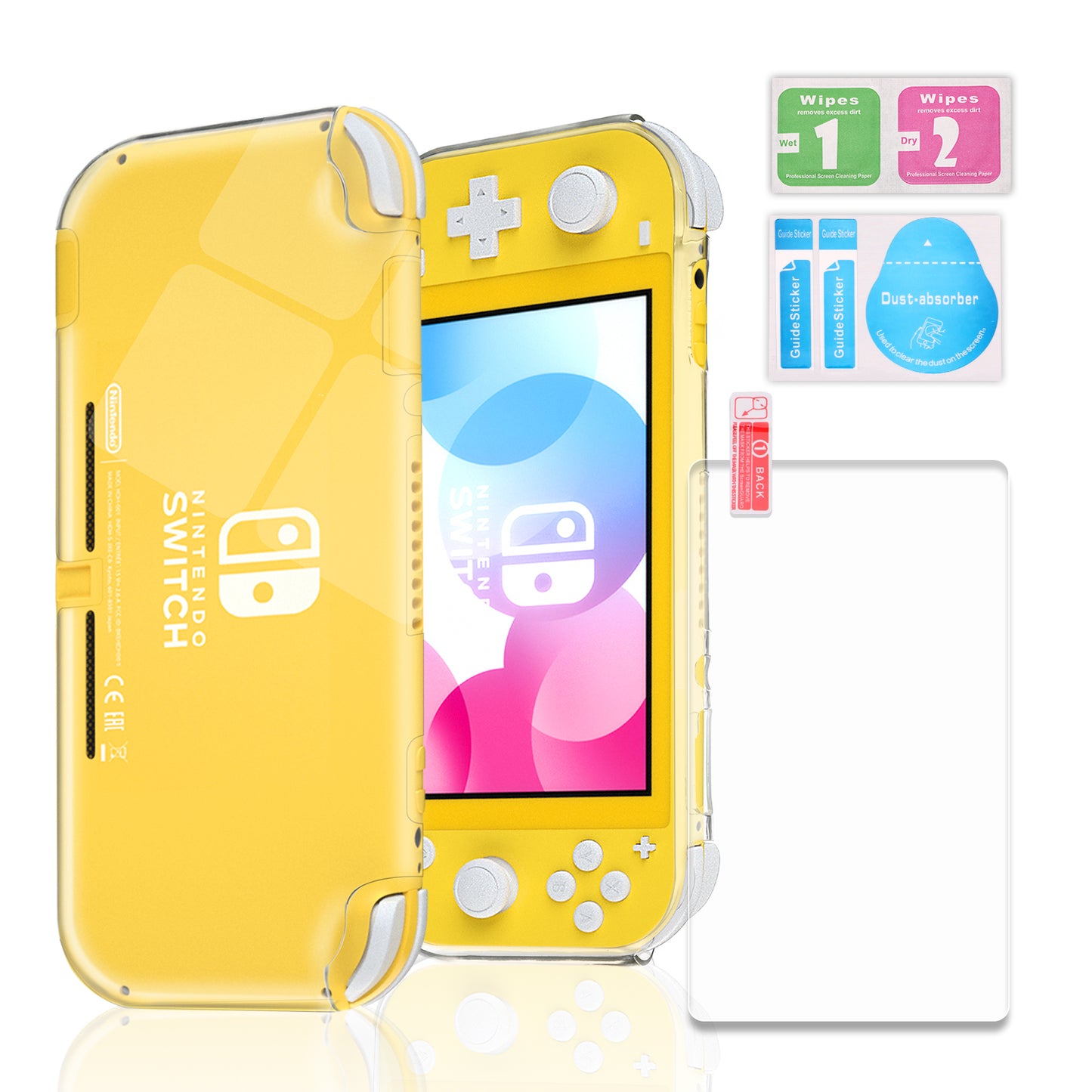 TPU Case for Nintendo Switch Lite, Clear Protective Case for Nintendo Switch Lite with Tempered Glass Screen Protector - Clear - ECHZOVE