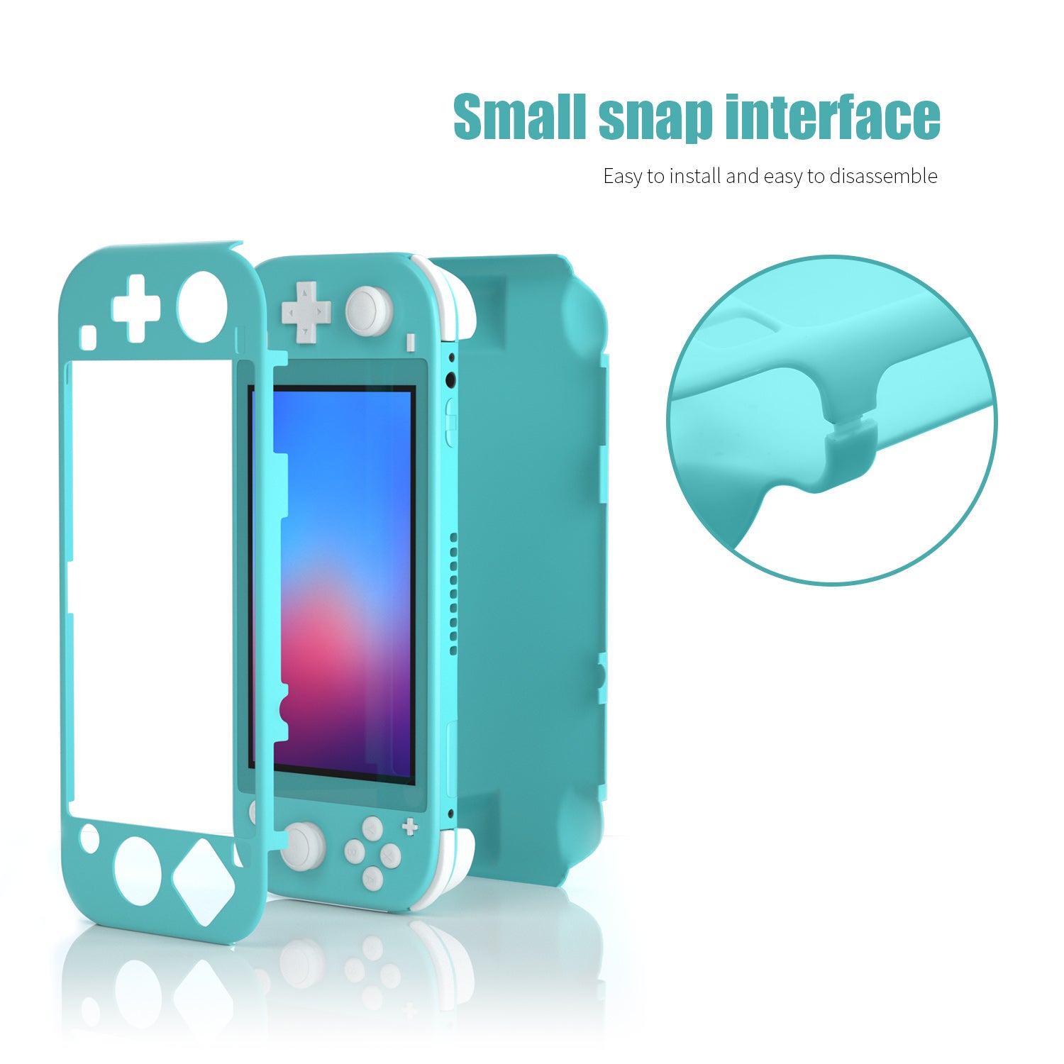 Comfort Grip Case for Nintendo Switch lite, Hard Case for Nintendo Switch lite - Turquoise - ECHZOVE