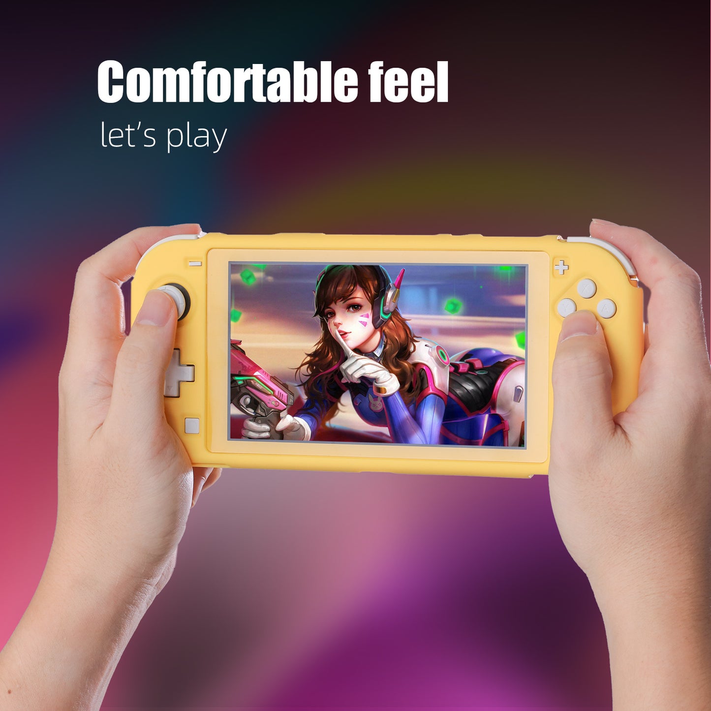 Hard Case for Nintendo Switch lite, Grip Case for Nintendo Switch lite - Yellow - ECHZOVE