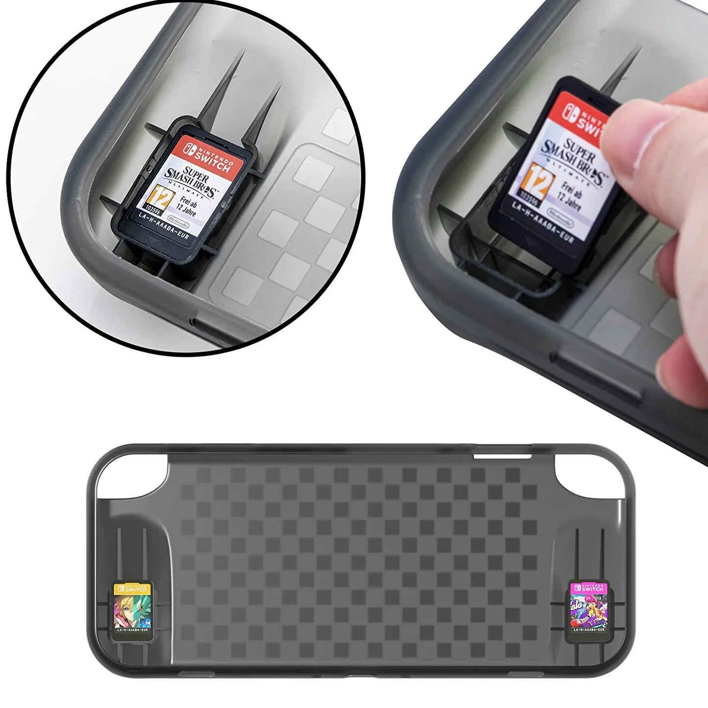 Switch OLED Cover, Protective Case for Nintendo Switch OLED, Switch OLED TPU Case with Game Storage - Gray