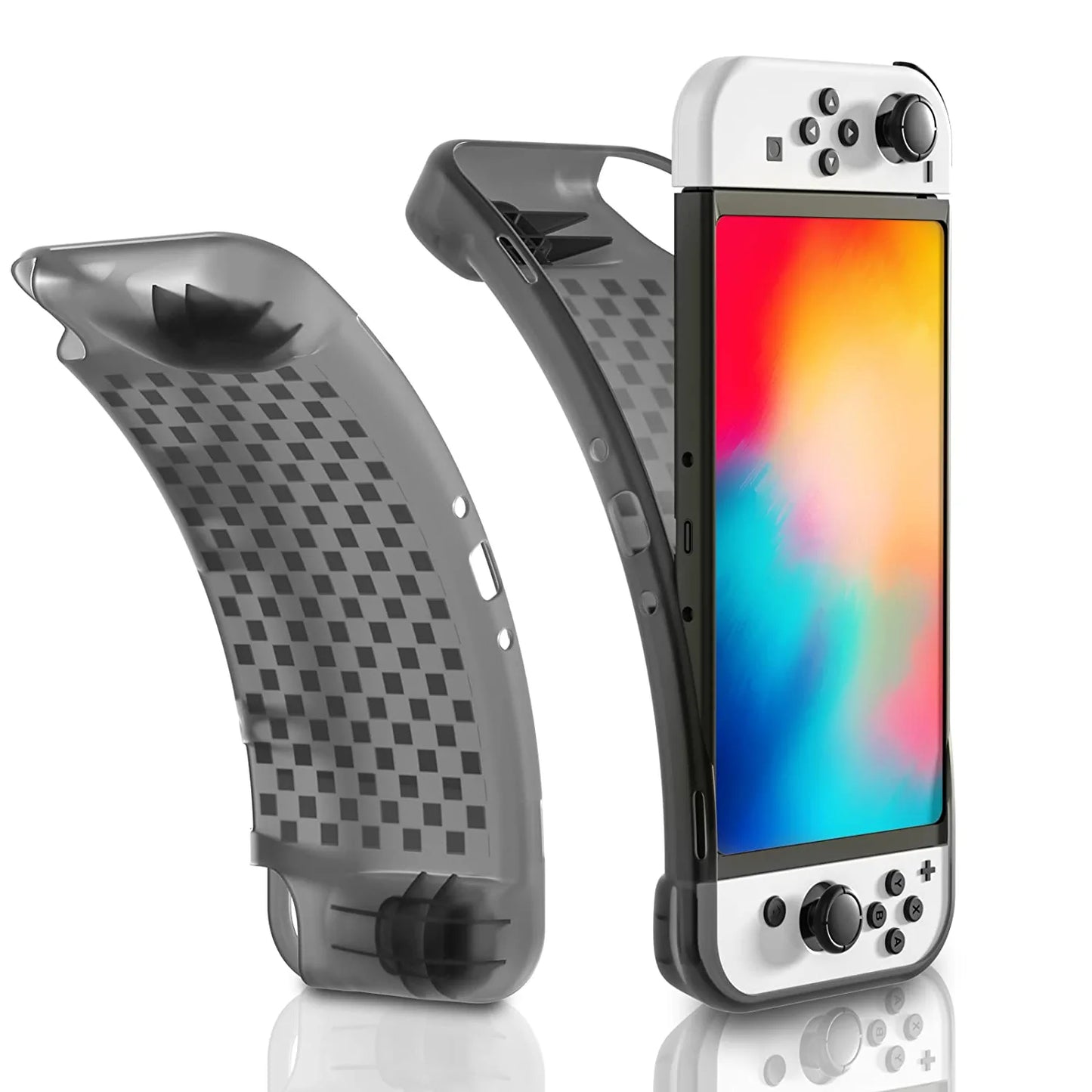 Switch OLED Cover, Protective Case for Nintendo Switch OLED, Switch OLED TPU Case with Game Storage - Gray