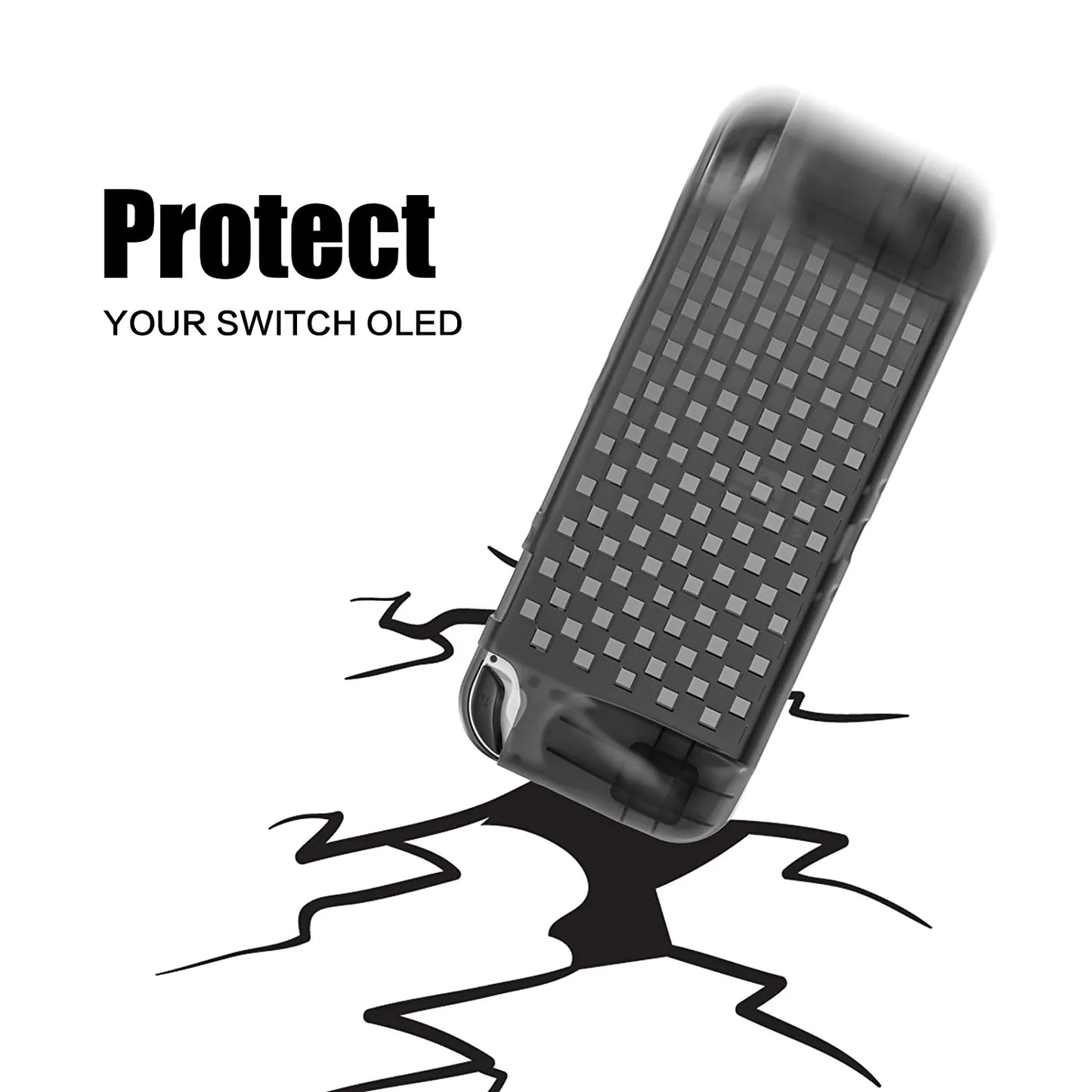 Switch OLED Cover, Protective Case for Nintendo Switch OLED, Switch OLED TPU Case with Game Storage - Gray