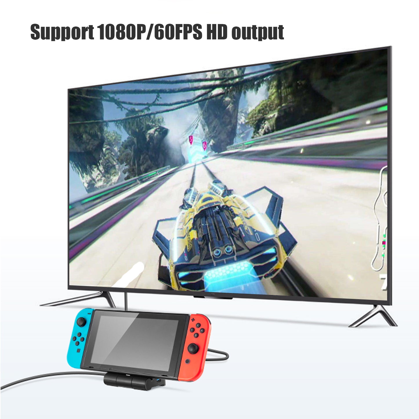 Switch HDMI Dock, Foldable HDMI Docking Station for Switch, Portable TV Dock for Switch with Screen Switch Button, USB C Power Input and USB 3.0 Port - ECHZOVE