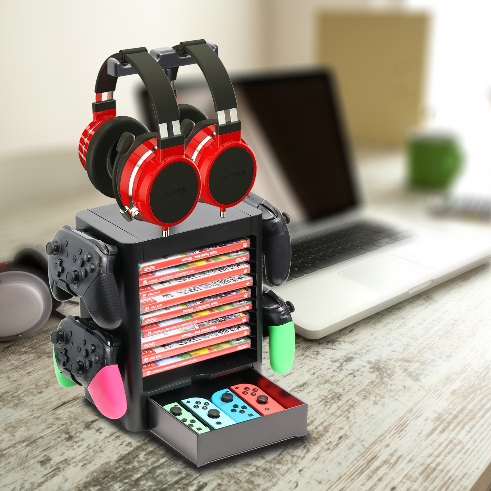 Organizer for Ninendo Switch, Storage Stand for PS5 PS4 Xbox Nintendo Switch Accessories, Joy-Con Controllers, Pro Controllers, Headsets, Game Cards - ECHZOVE