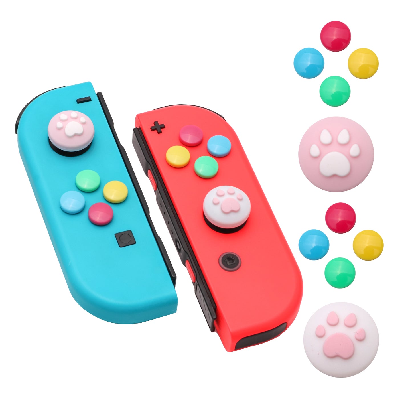 Paw Print Thumb Grip Caps Cover for Nintendo Switch, Button Cap Set for Nintendo Switch Joy-con- BlueWhite - ECHZOVE