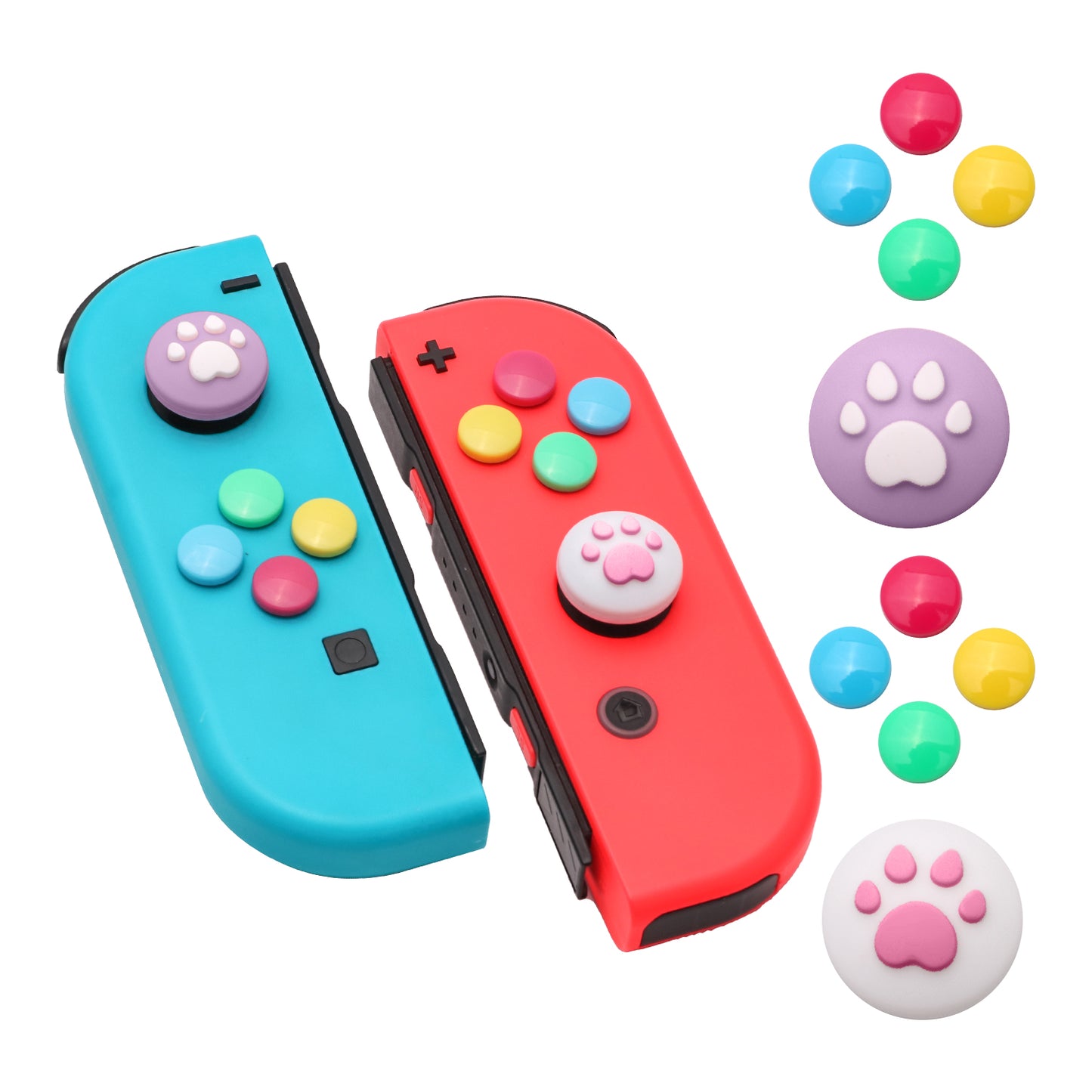Paw Print Thumb Grip Caps Cover for Nintendo Switch, Button Cap Set for Nintendo Switch Joy-con- BlueWhite - ECHZOVE