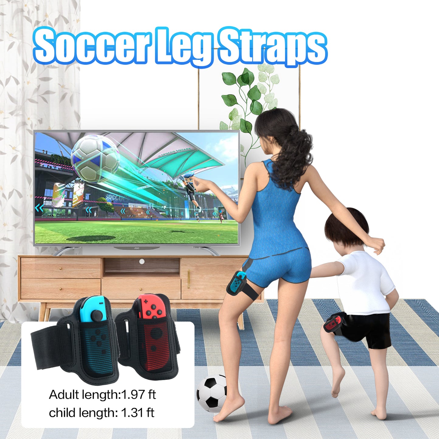 Nintendo Switch Sports Accessories, 10 in 1 Switch Sports Accessories Bundle 2022, Including Switch Leg Straps, Switch Wrist Bands, Switch Tennis Racket, Switch Boxing Grips, and Switch Golf Accessories - Blue and Red