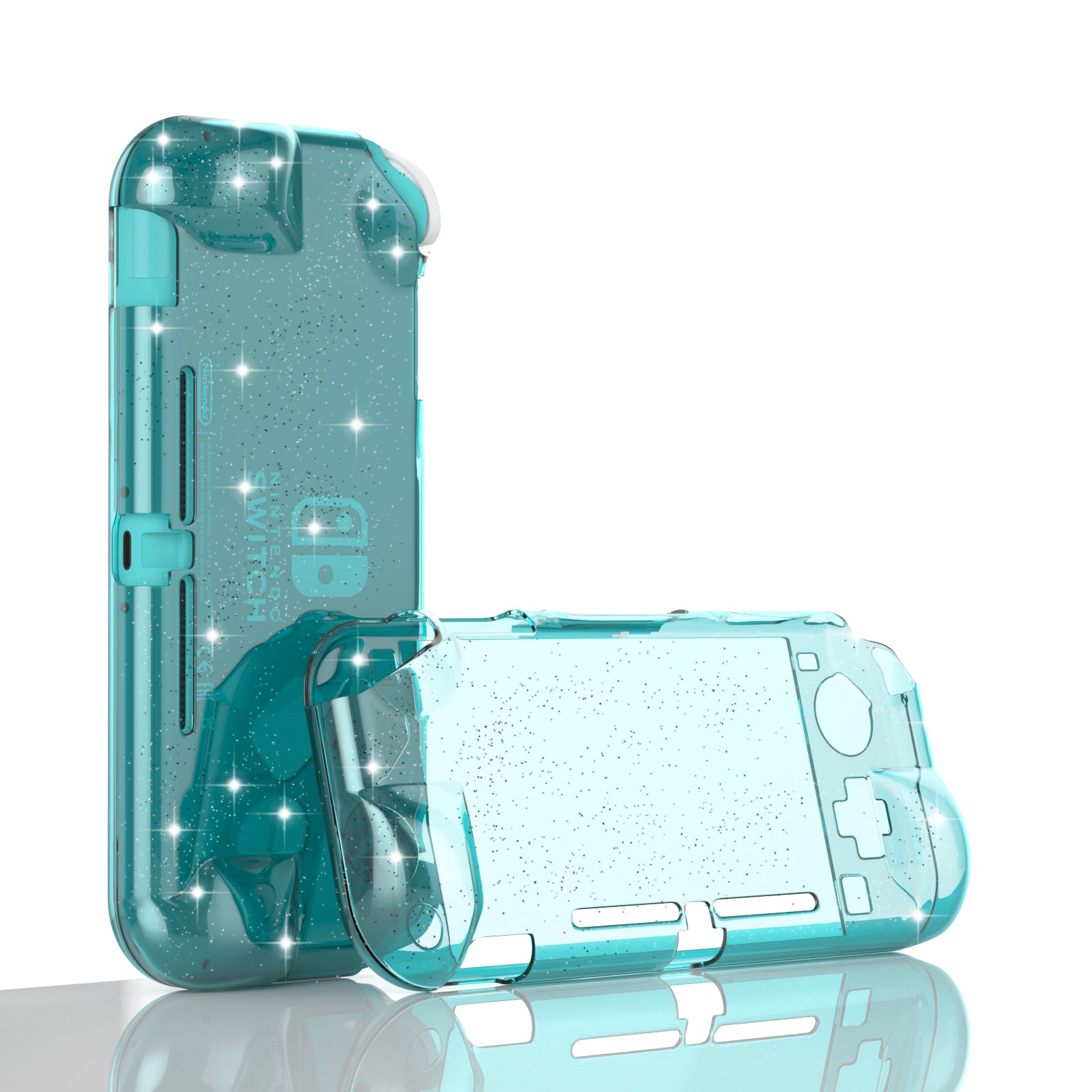 Glitter Comfort Grip Case for Switch lite, Protective Hard Case for Switch lite - Turquoise - ECHZOVE