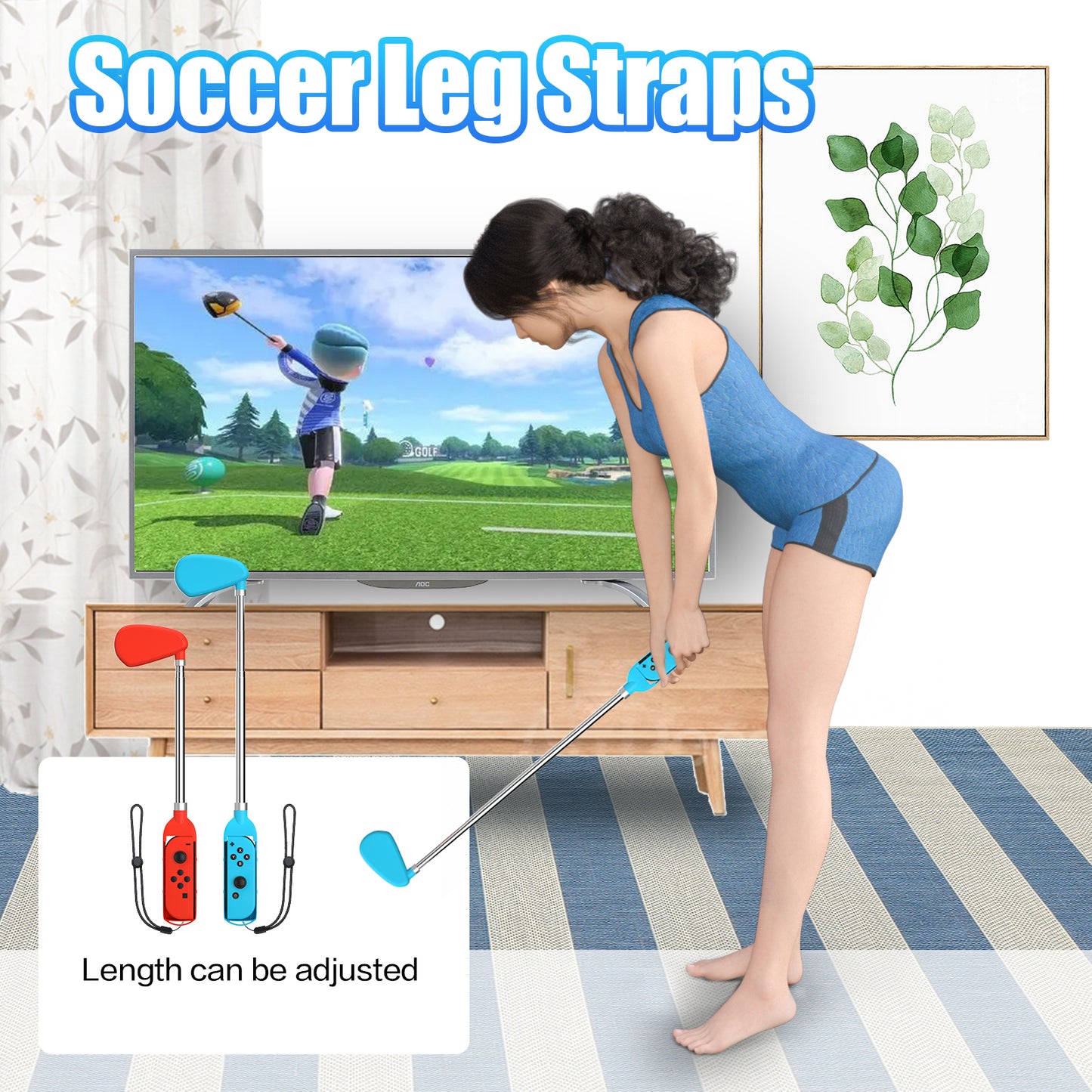 Nintendo Switch Sports Accessories, 10 in 1 Switch Sports Accessories Bundle 2022, Including Switch Leg Straps, Switch Wrist Bands, Switch Tennis Racket, Switch Boxing Grips, and Switch Golf Accessories - Blue and Red