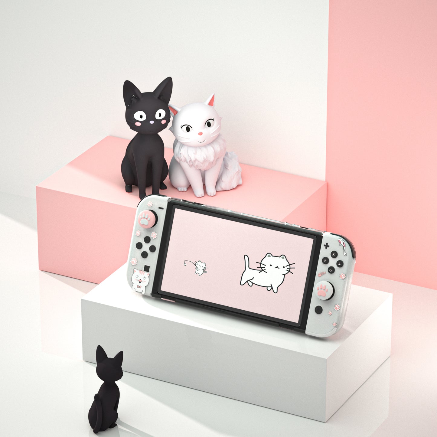 Switch OLED Cat Case, Switch OLED Cat Protective Case and Screen Protector and Thumb Grip Caps
