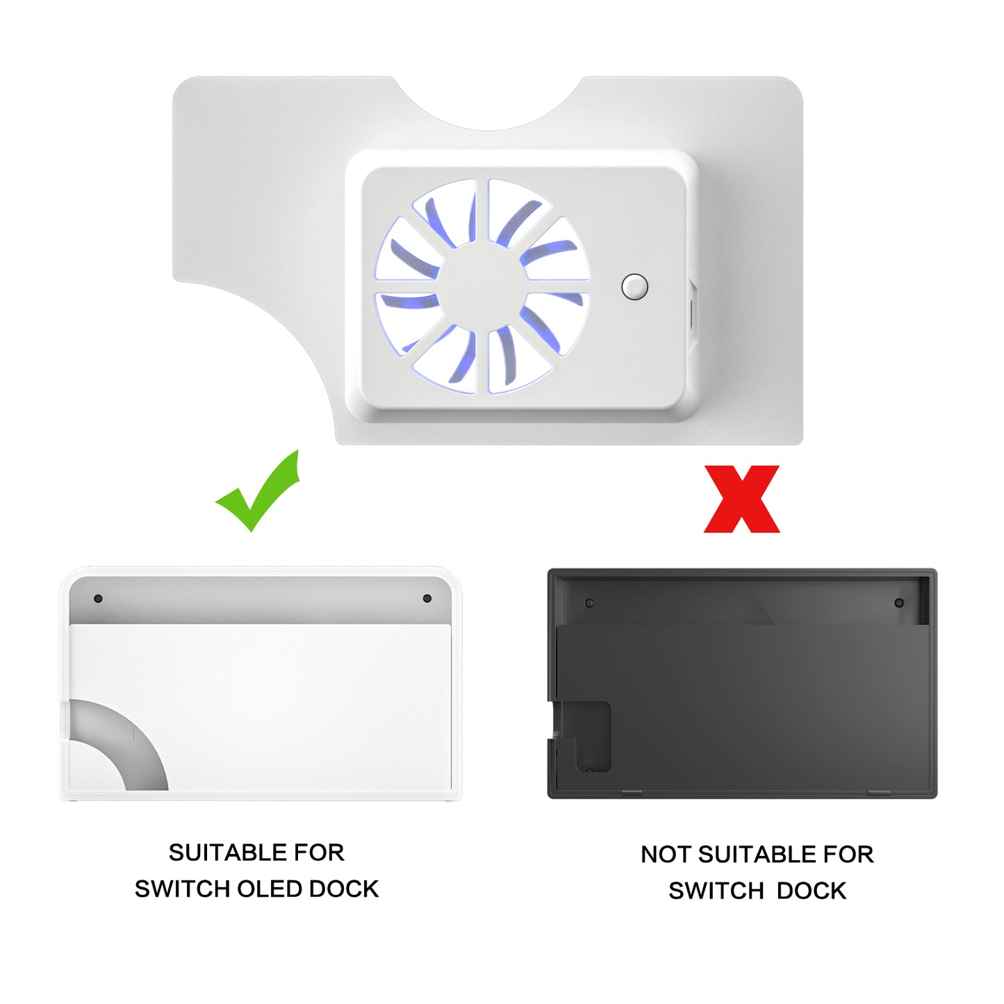 Switch OLED Dock Fan, Cooling Fan for Nintendo Switch OLED, USB Powered - White - ECHZOVE