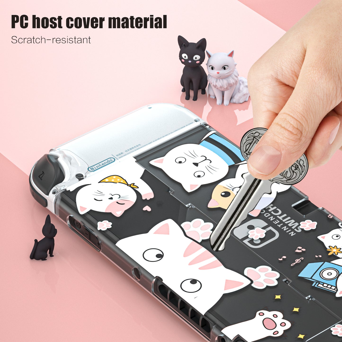 Switch OLED Cat Case, Switch OLED Cat Protective Case and Screen Protector and Thumb Grip Caps