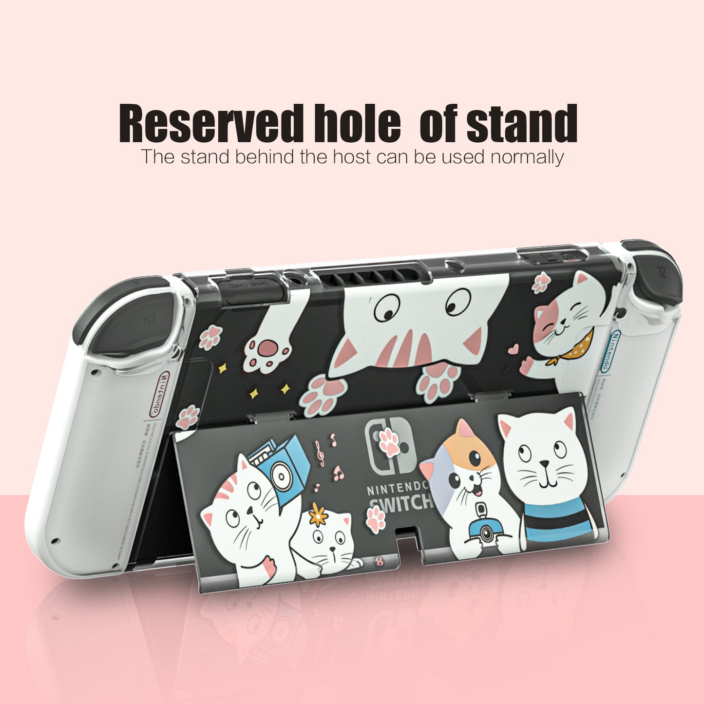 Switch OLED Cat Case, Switch OLED Cat Protective Case and Screen Protector and Thumb Grip Caps