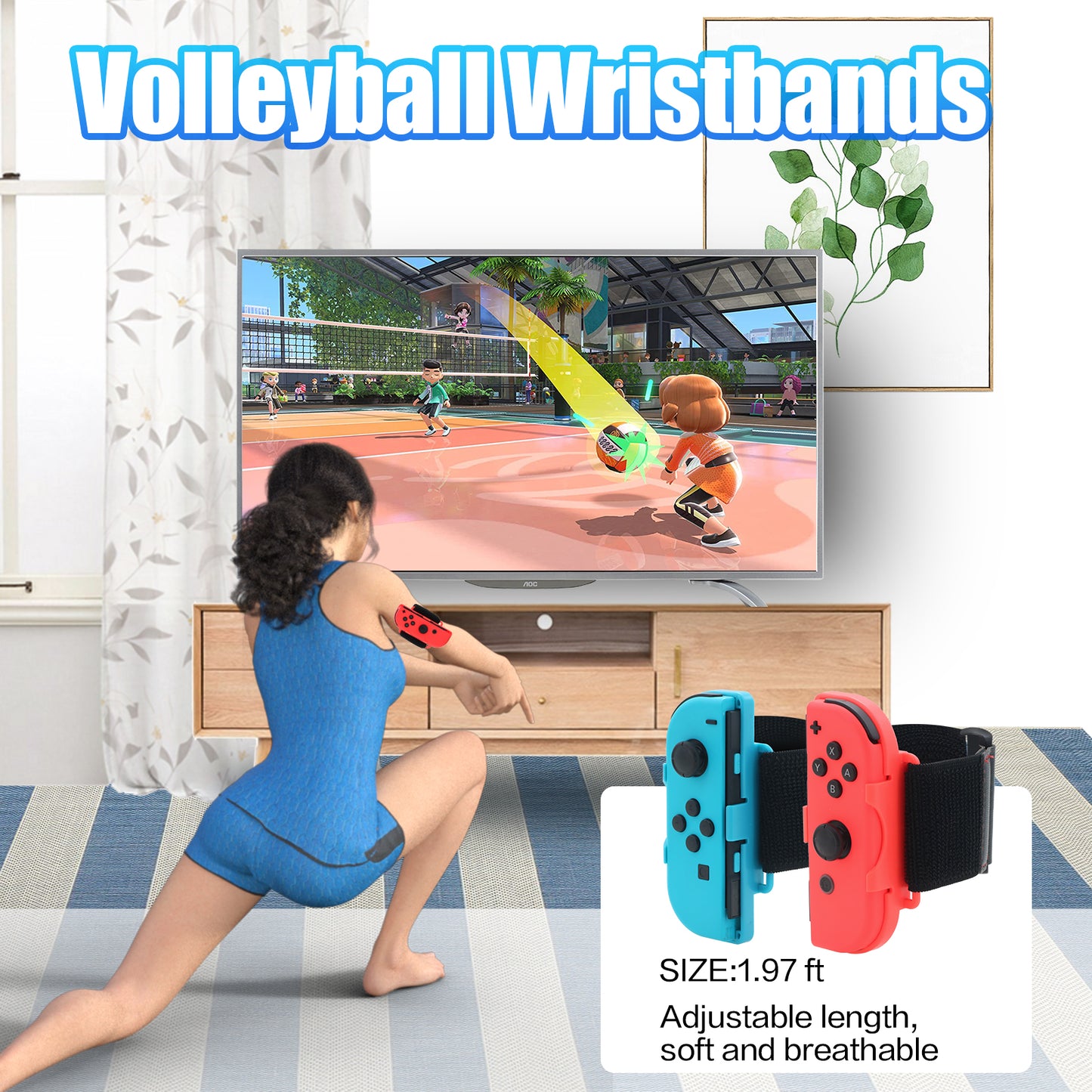 Nintendo Switch Sports Accessories, 10 in 1 Switch Sports Accessories Bundle 2022, Including Switch Leg Straps, Switch Wrist Bands, Switch Tennis Racket, Switch Boxing Grips, and Switch Golf Accessories - Blue and Red