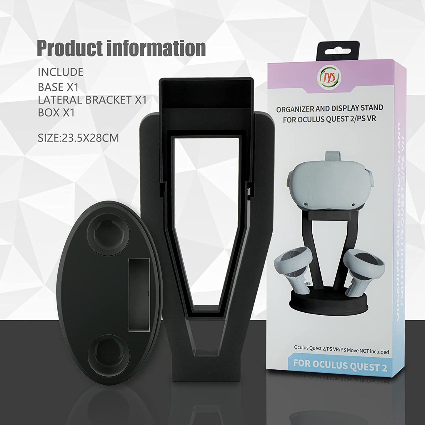 Oculus Quest 2 Holder, Headset Display Stand Compatible with Oculus Quest, Quest 2, Rift, Rift S Headset and Touch Controllers - Black