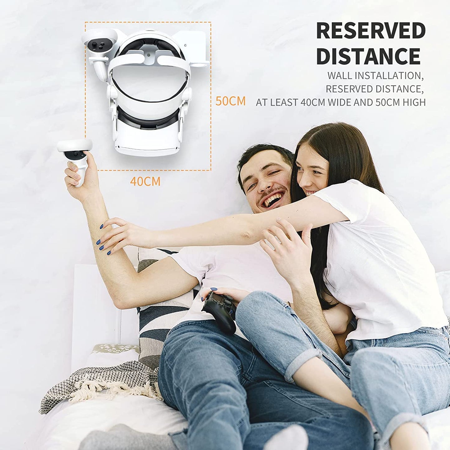 Oculus Quest 2 Wall Mount, VR Headset and Controllers Wall Mount, VR Wall Mount Compatible with Oculus Quest 2, Quest 1, Valve Index, Rift S, HP Reverb G2, Vive Pro, HTC Vive, Playstation VR - White