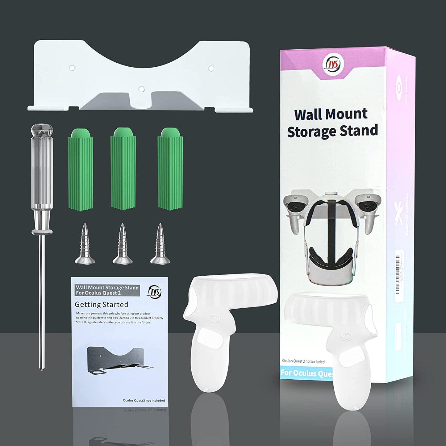 Oculus Quest 2 Wall Mount, VR Headset and Controllers Wall Mount, VR Wall Mount Compatible with Oculus Quest 2, Quest 1, Valve Index, Rift S, HP Reverb G2, Vive Pro, HTC Vive, Playstation VR - White