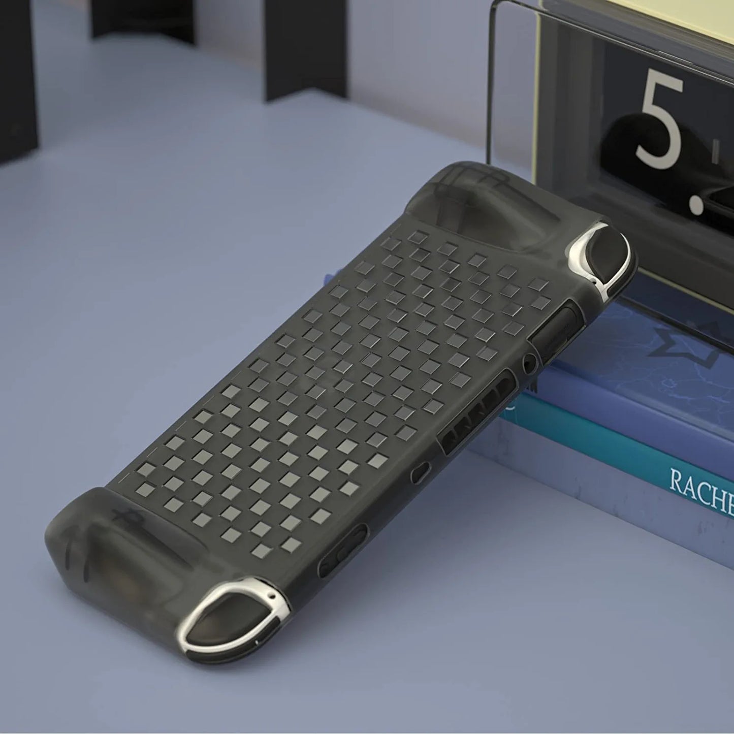 Switch OLED Cover, Protective Case for Nintendo Switch OLED, Switch OLED TPU Case with Game Storage - Gray