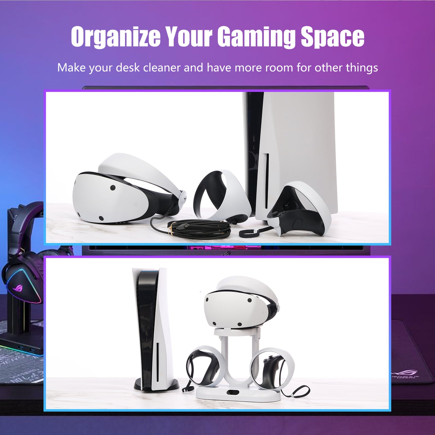 PS VR2 Headset Holder and PS VR2 Controller Charging Station