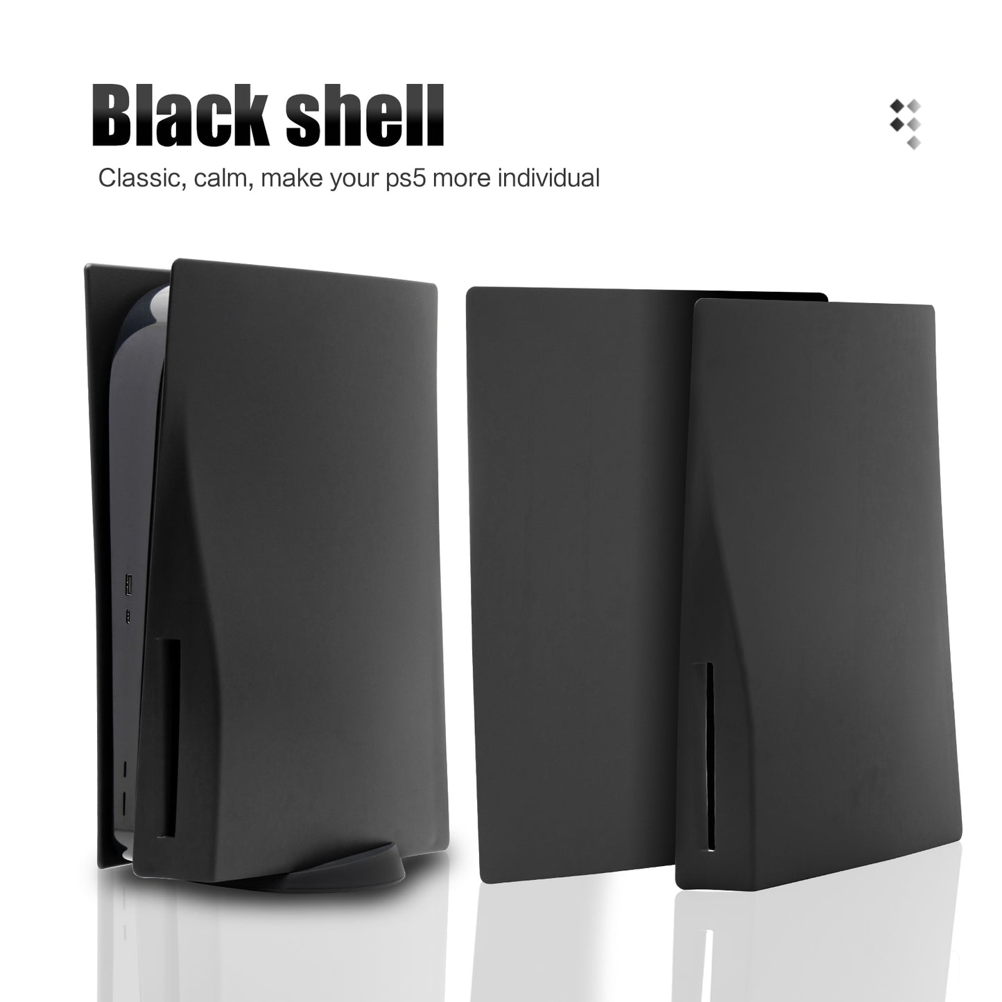 Playstation 5 Accessory Kits, PS5 Black Plates and PS5 LED Strip with 8 Colors and Remote Control - ECHZOVE