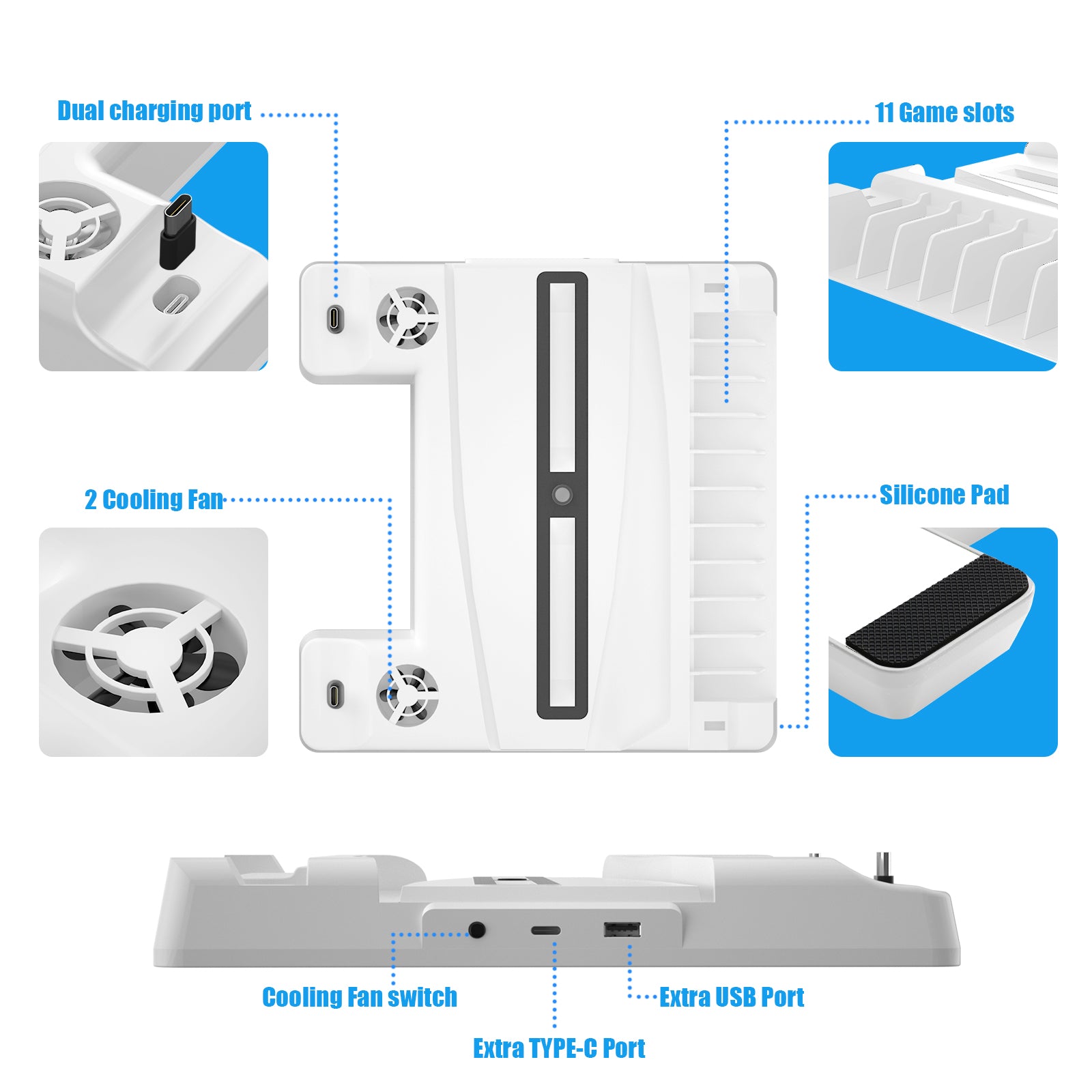 PS5 Station with controller charger and cooling fan