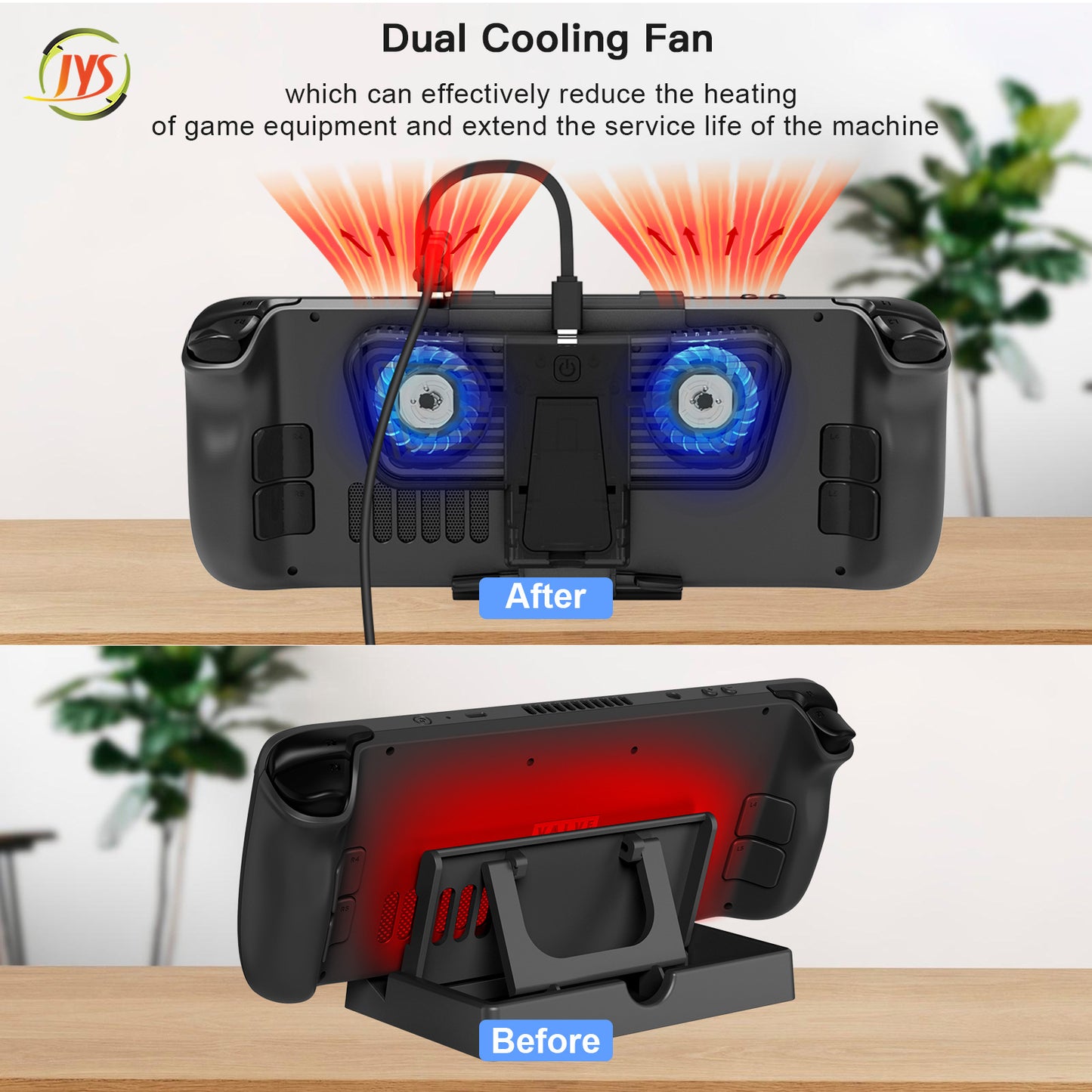 Steam Deck Cooling Fan, Dual Cooling Fan for Nintendo Switch, Switch OLED or Steam Deck with Cable - Black