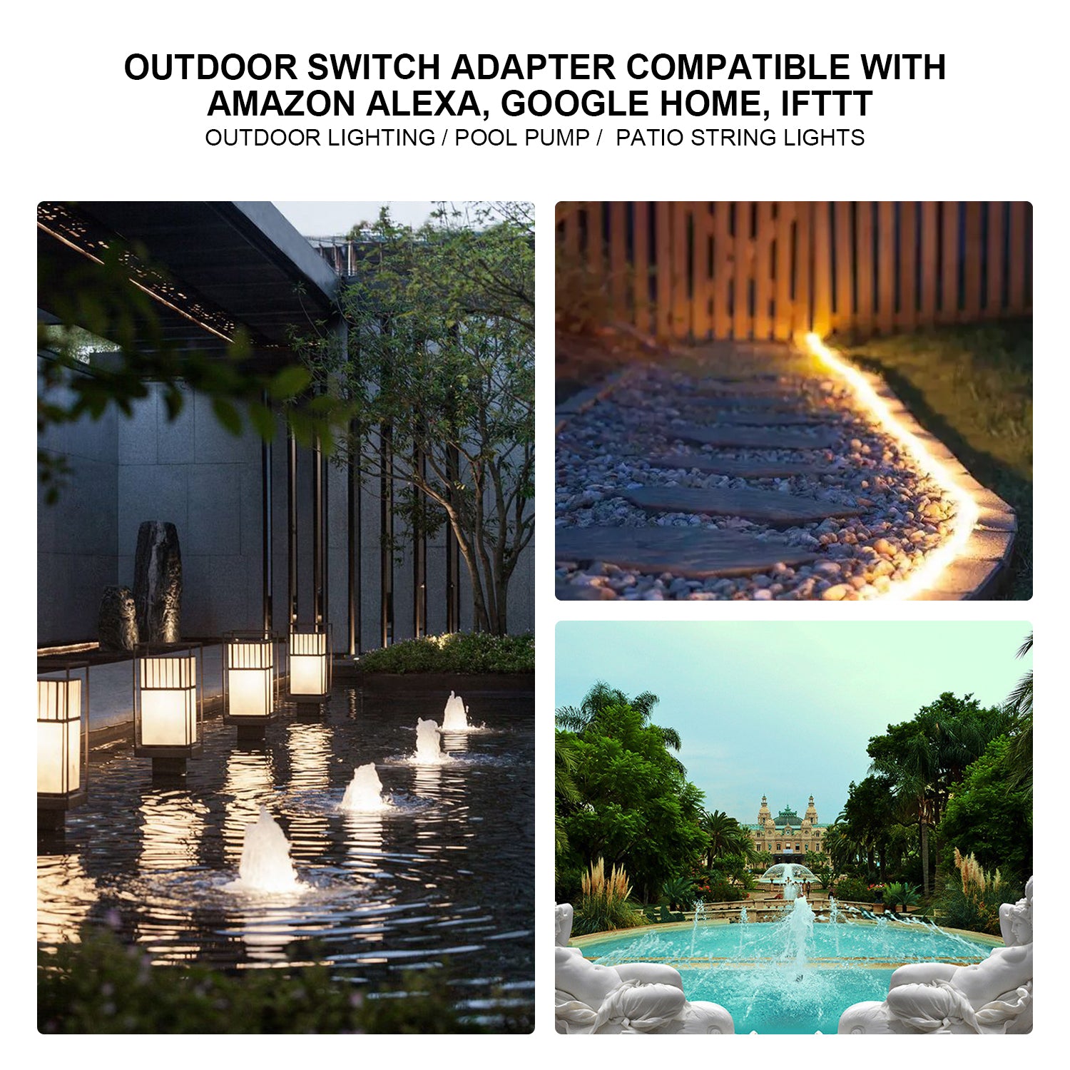 Smart WiFi Outdoor Plug, Smart Outlet Compatible with Alexa, Google Home, IFTTT, Timer and Remote Control, IP55 Waterproof, Over-Current Protection, Smart Outdoor Switch with Energy Monitoring - ECHZOVE